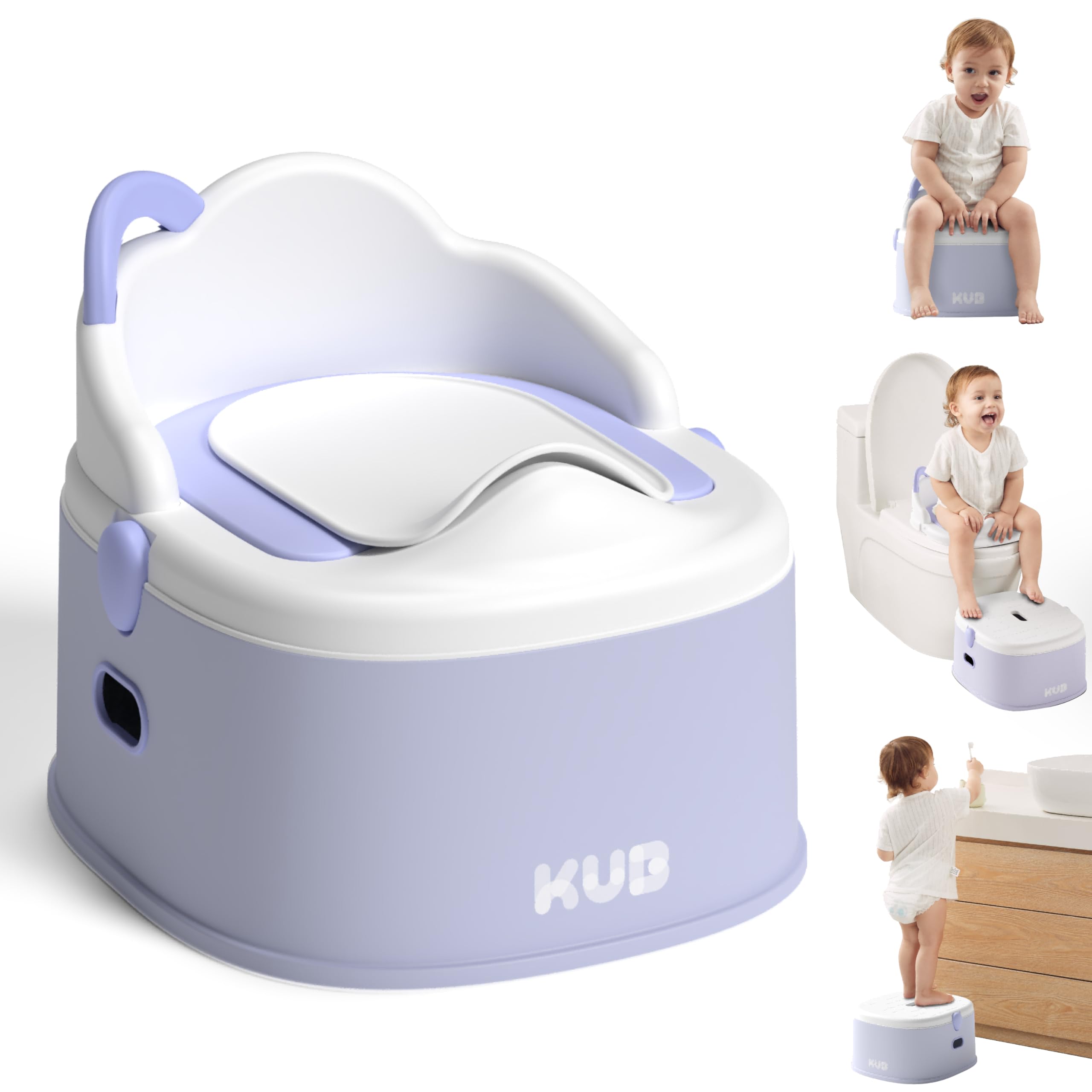 Photo 1 of KÜB 3-in-1 Potty Training Toilet (Chair, Seat, Step Stool) - 9 CM Splash Guard, One-Click Assembly, Easy to Clean - Versatile Toddler Potty Trainer for Boy Girl - Purple