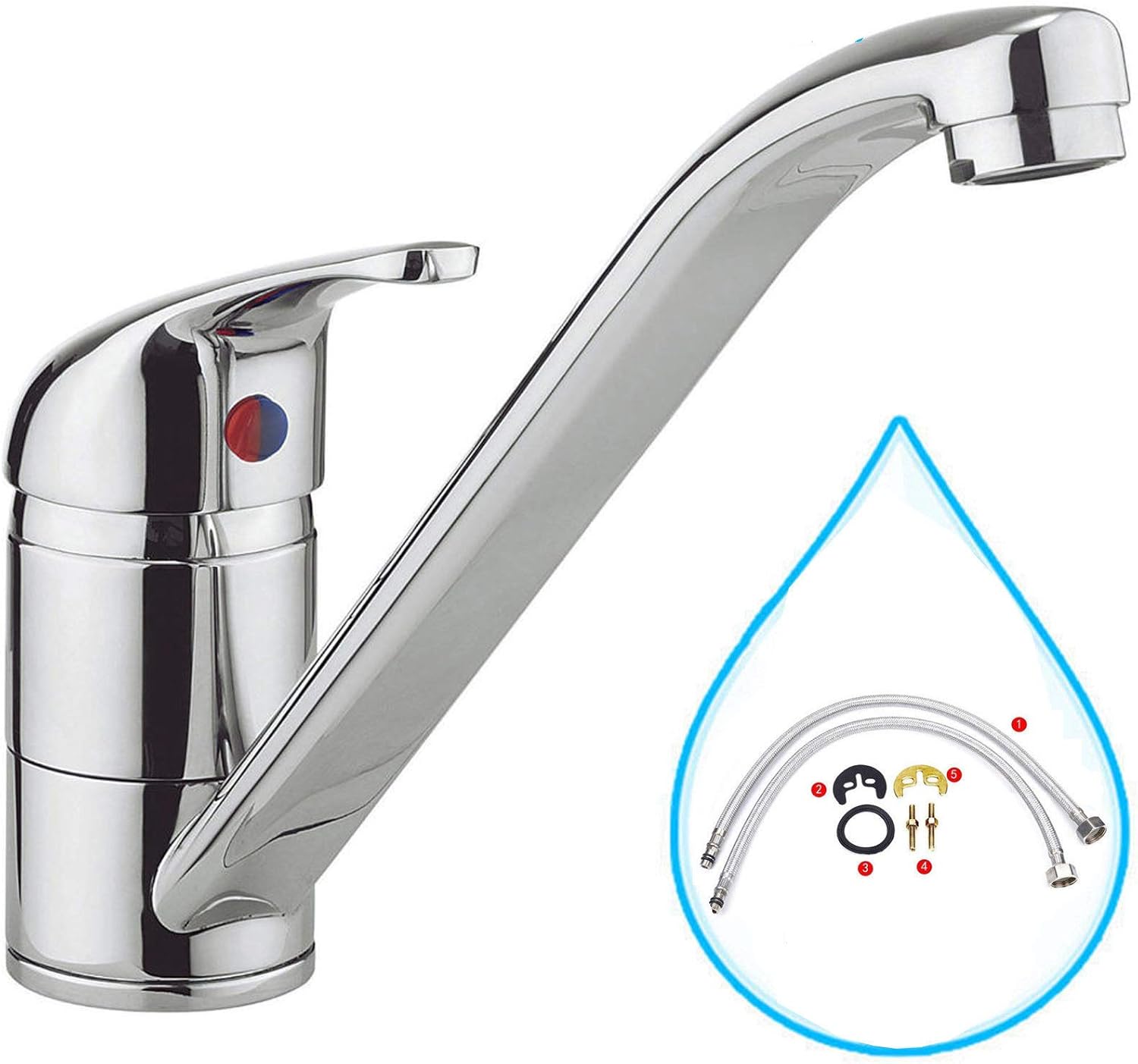 Modern Basin Sink Tap Round Mixer Chrome Mono Bloc Luxury Washroom