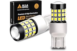Alla Lighting Newly Upgraded T20 7440 7443 LED Back-up Reverse, Signal, Brake Light, or DRL Bulbs, 6000K Xenon White, Super Bright 2835-SMD 360° for Cars, Trucks