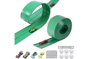 SINBEN Flex Track Race Cars for Kids, Rubber Have Extra-Long 15.75ft is Customizable Race Track, with 4 Racing Cars and 6 Suction Cups, Flexible Race Track Easy to Store for Outdoor Play (Green)