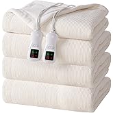 Electric Heated Blanket Queen Size, Washable Blanket Warmer with Dual Control for Home for Adults, Super Cozy Soft Fabric, 84" x 90", 9 Heat Levels, 1-9H Auto-Off, ETL Certified, Cream