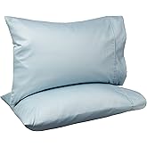 Amazon Basics 400 Thread Count Cotton Pillow Case, Standard, Set of 2, 30" L x 20" W, Smoke Blue