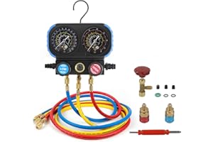 CMTOOL AC Gauges Set, R134A R1234YF R404A R12 Refrigerant Recharge Kit, Automotive A/C Manifold Gauge Set, Car AC Charging Ki