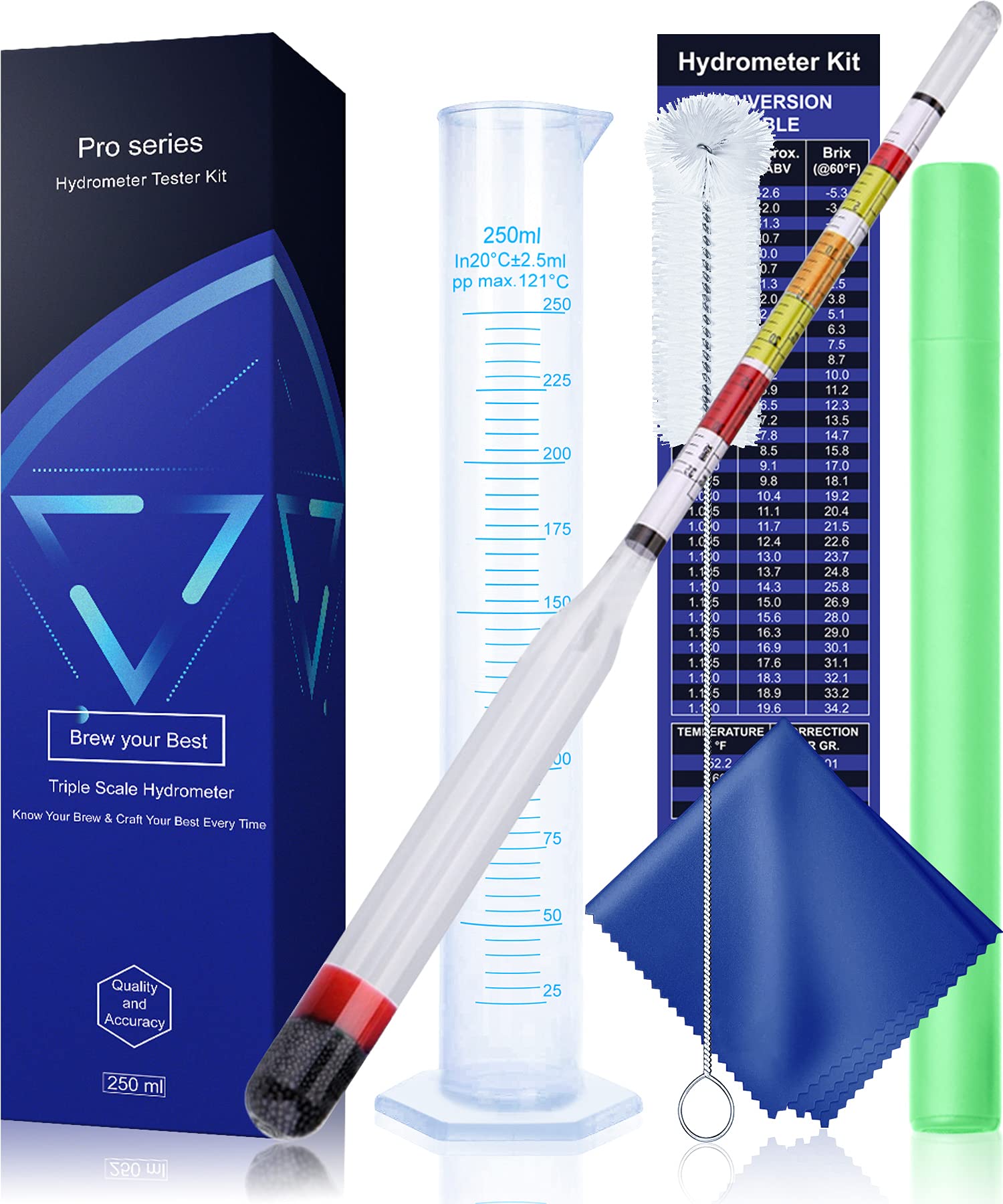 Buy Hydrometer Kit, Triple Scale Alcohol Hydrometer for Wine