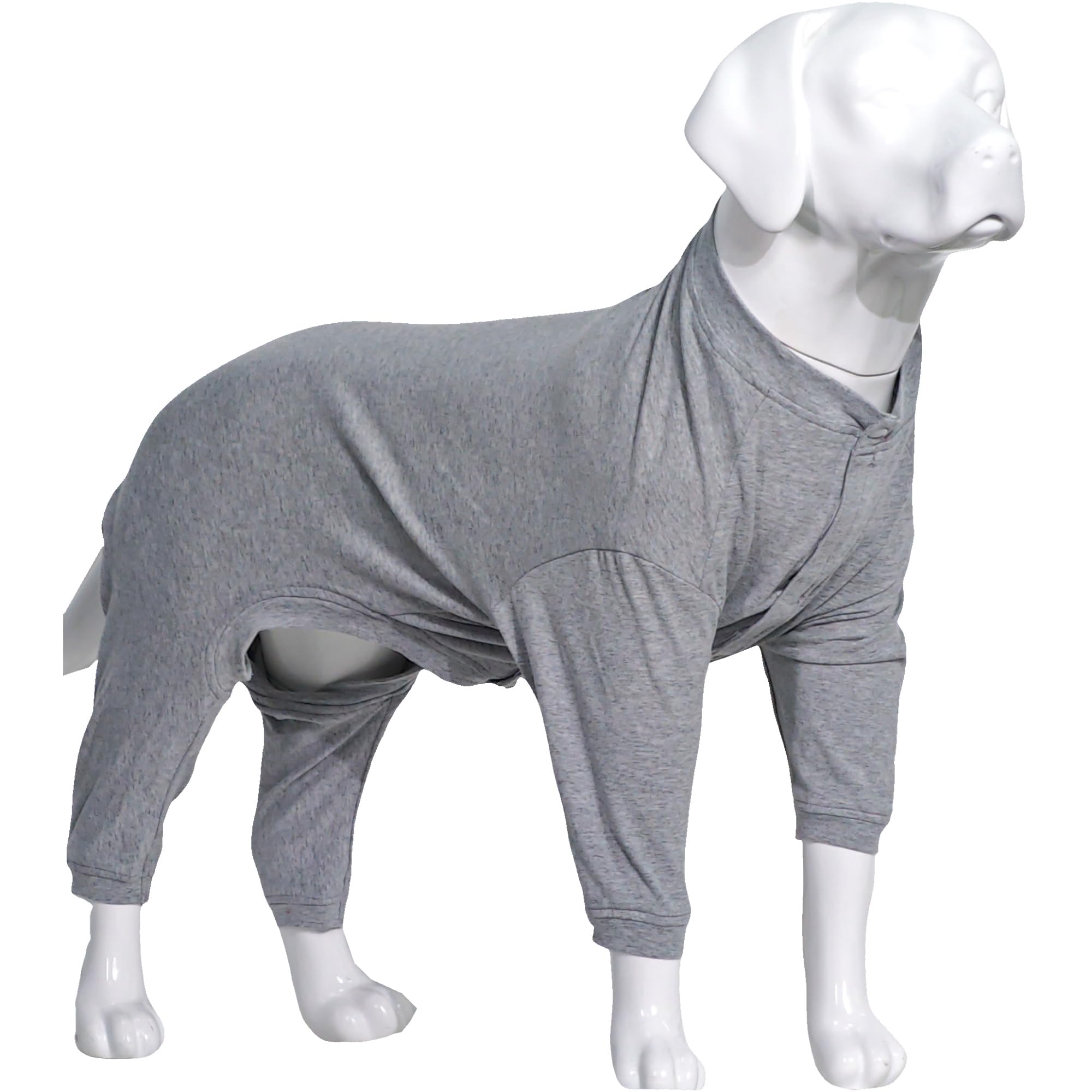 Lovelonglong Four Feet Lightweight Pajamas, Pure Cotton Jumpsuits, Onesies T-Shirt Stylish PJs Puppy Costume for Large Medium Small Dogs Gray L