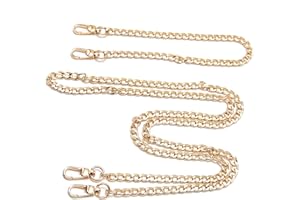 Zreneyfex 2 Pcs Golden Flat Chain Strap, 40 cm/120 cm Purse Replacement Chain Straps with Metal Buckles for Cross Body Should