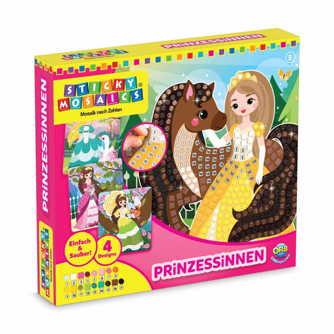 Sticky Mosaics ORB PRINCESSES Craft Kit, Princess Mosaics, 4 Designs, 2044 Sticky Tiles, Ages 3+