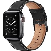 SUNFWR Leather Bands Compatible with Apple Watch Band 42mm(Series 3 2 1) 44mm 45mm 46mm 49mm for Men Women, Top Grain Genuine Leather Replacement Strap for iWatch Ultra 3 2 1, SE3 2 1, Series 11 10 9 8 7 6 5 4 3 2 1
