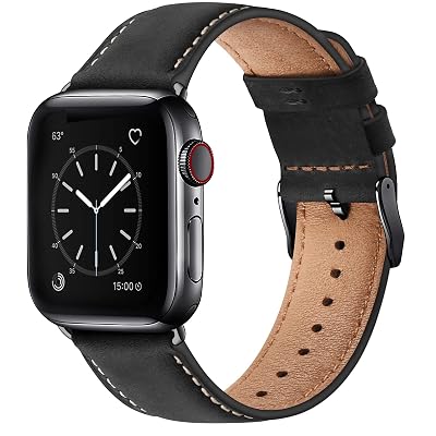SUNFWR Leather Bands Compatible with Apple Watch Band 42mm(Series 3 2 1) 44mm 45mm 46mm 49mm for Men Women, Top Grain Genuine Leather Replacement Strap for iWatch Ultra 3 2 1, SE3 2 1, Series 11 10 9 8 7 6 5 4 3 2 1