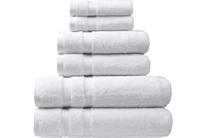 SOFE HOME AND LIVING SOFE H&L | Olea Luxury Turkish Cotton Bath Towels Set of 6 : 2 Bath Towels 2 Hand Towels 2 Wash Cloths White | Thick, Premium, Soft, Durable, Absorbent - Hotel Quality Towel Sets for Bathroom