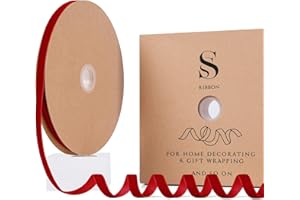 Utehilly Red Christmas Velvet Ribbon for Tree, Gift Wrapping, Flower Bouquet, Wreath Decorations, Bow Making 3/8'', 25 Yards