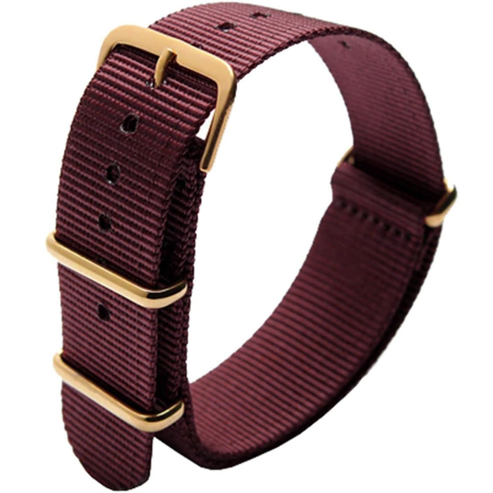 OliBoPo Nato Style Waterproof Ballistic Nylon Watch Strap Watch Bands Bracelet, wine red, 18mm, Bracelet