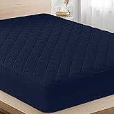 Utopia Bedding Quilted Fitted Mattress Pad, Queen Size, Elastic Fitted Mattress Topper Protector and Cover with Deep Pocket Stretches up to 16 Inches, Machine Washable (Navy)