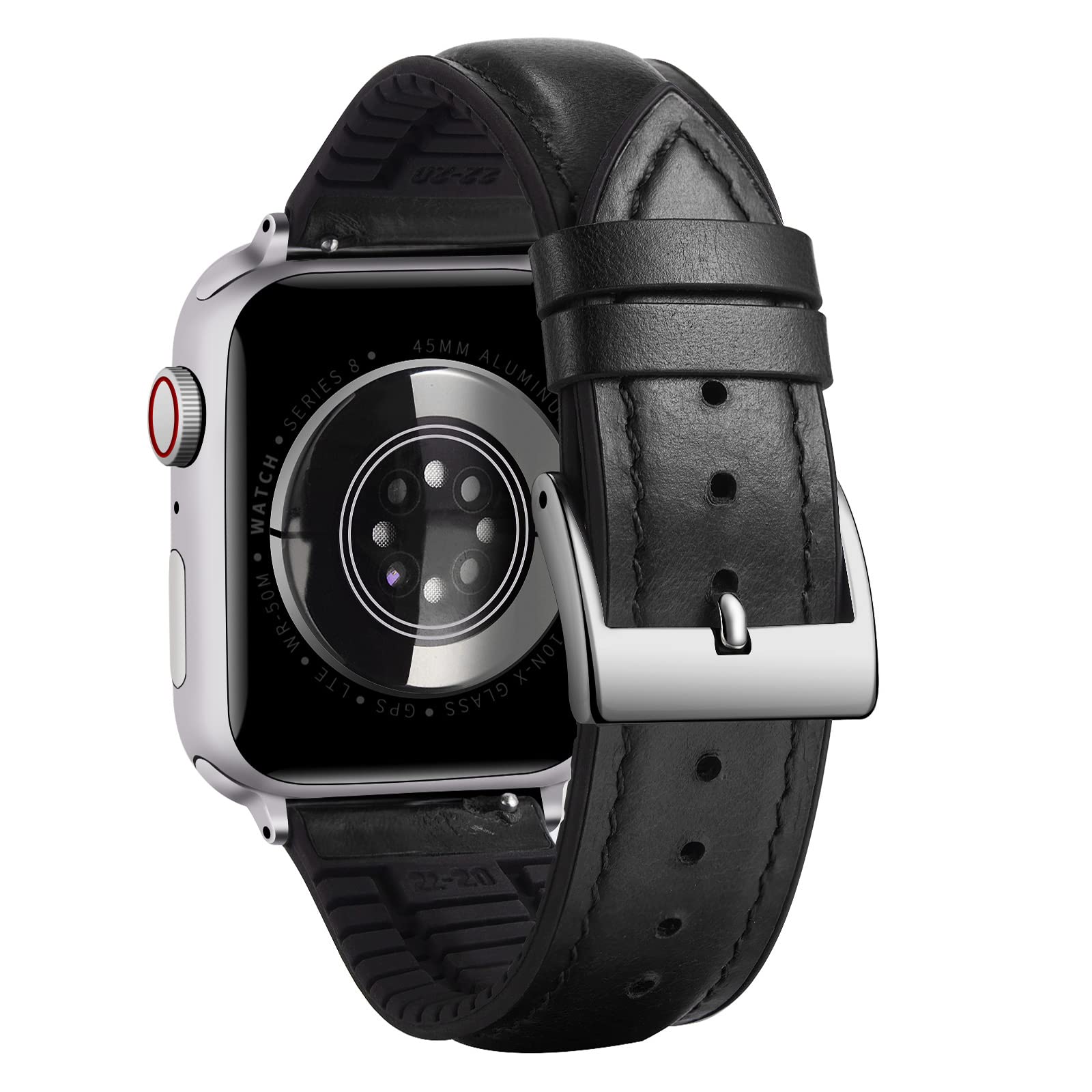 BINLUN Compatible with Apple Watch Strap 38mm 40mm 41mm 42mm Oil Wax Leather and Breathable Silicone Hybrid Replacement Band Compatible with iWatch Straps Ultra SE SE2 Series 11/10/9/8/7/6/5/4/3/2/1