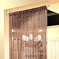 Topixdeals Door Fringe Curtain,Door Curtains,Rare Flat Silver Ribbon Door String Curtain Thread Fringe Window Panel Room Divider Cute Strip Tassel Party Events (1 Pack, Dark-Brown)