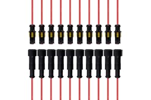 I Little Bamboo 1Pin Way 16 AWG Waterproof Electrical Connectors, Male and Female Way 16 AWG Wire Harness Plug Socket Kit Suitable for Car, Truck, Boat, Motorcycle, Trike, Caravan, Marine-10 Pack