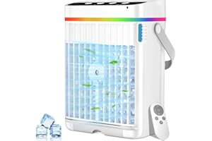 AJVV Portable Air Conditioners, 40oz Water Tank, 3 Wind Speed & 3 Cool Mist, 1-3H Timer & 7 LED Light, Personal Air Conditioner Small Mini Air Conditioner Portable Air Cooler for Room/Office