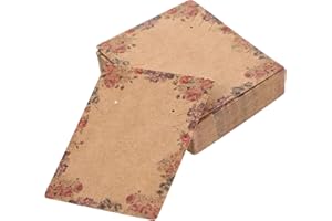 COHEALI 100pcs Flower Patterns Jewelry Display Cards, Earrings Necklace Holder Cards for Selling, Kraft Paper Tags for Selling, Hanging Earring, Jewelry Display, DIY Crafts