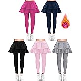 Taiyin 5 Pack Girls Leggings with Skirt Kid School Uniform Skirt Pants Ruffle Tutu Leggings for Winter Warm Clothes 4-12 Year