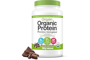Orgain Organic Plant Based Canadian Protein Powder, Creamy Chocolate Fudge - Vegan, Lactose Free, Gluten Free, Dairy Free, No