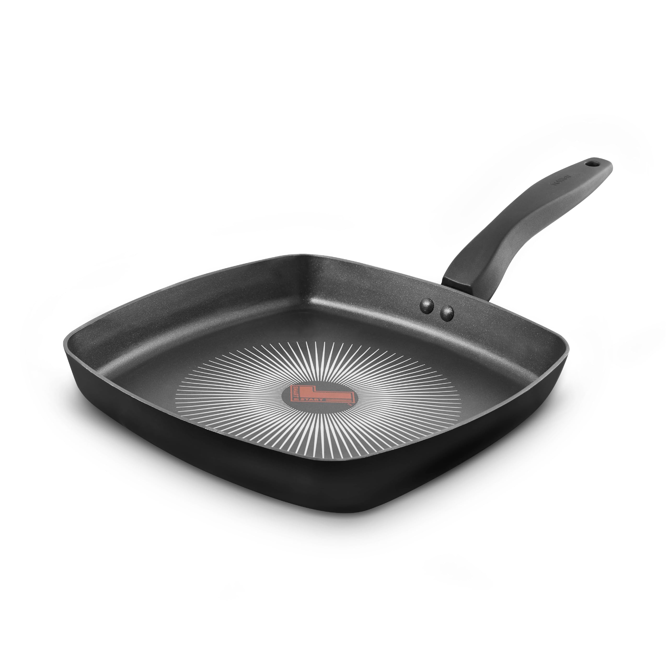 Tower T700317 SmartStart Gourmet 26cm Aluminium Grill Pan with Easy Clean Aeroglide Non-Stick, Long Lasting, Induction Compatible, Oven Safe, PFOA Free, Black