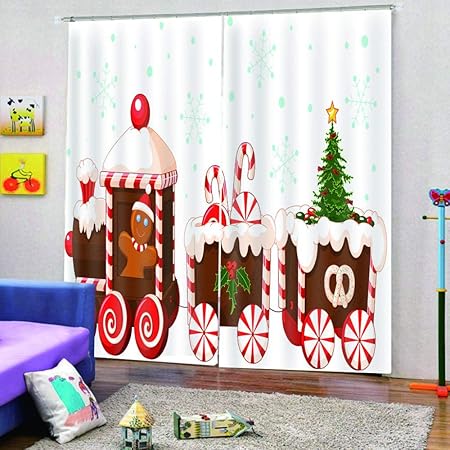 Vorhang Blickdicht 160X140 Cmweihnachtszug 2 Stück Verdunklungsvorhang