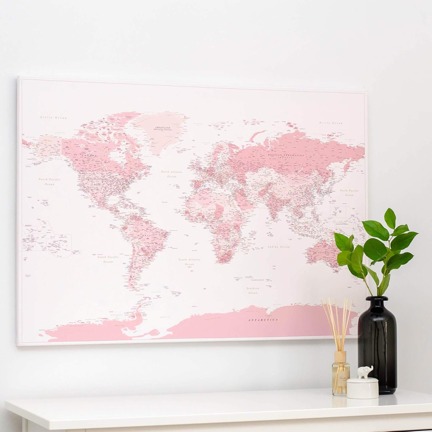 Karte Pinnwand - eingerahmte Leinwand Weltkarte Pinnwand mit 100 Push Karte Pinnwand - eingerahmte Leinwand Weltkarte Pinnwand mit 100 Push