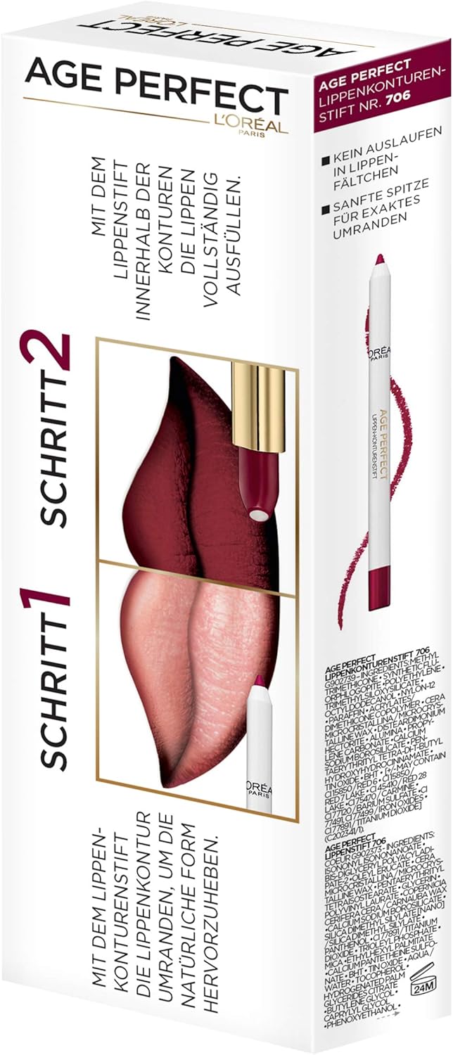 L'Oréal Paris Age Perfect Helen Mirrens Lip Set Lipstick and Lip Liner in No. 706 Perfect Burgundy - Image 3