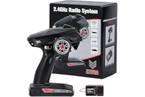 INJORA RC Transmitter 2.4GHz 6CH Controler and Receiver with Gyro Remote Inside Receiver for 1/8 1/10 RC Car Boat Tanks Crawler TRX4 SCX10 Upgrade Parts(T6FG)