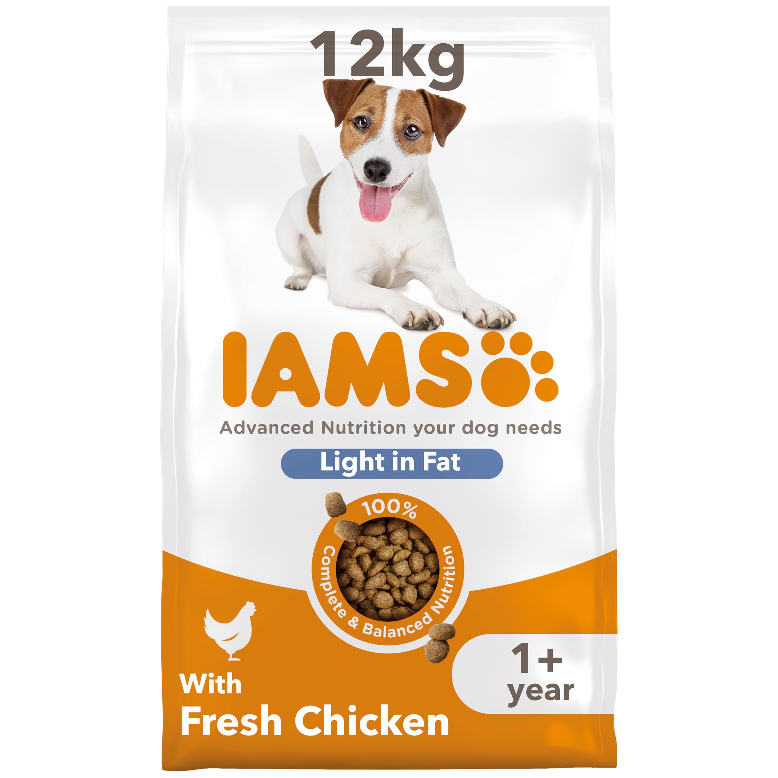 IAMS Light in Fat Complete Dry Dog Food Chicken 12kg - 30% Lower Fat Formula