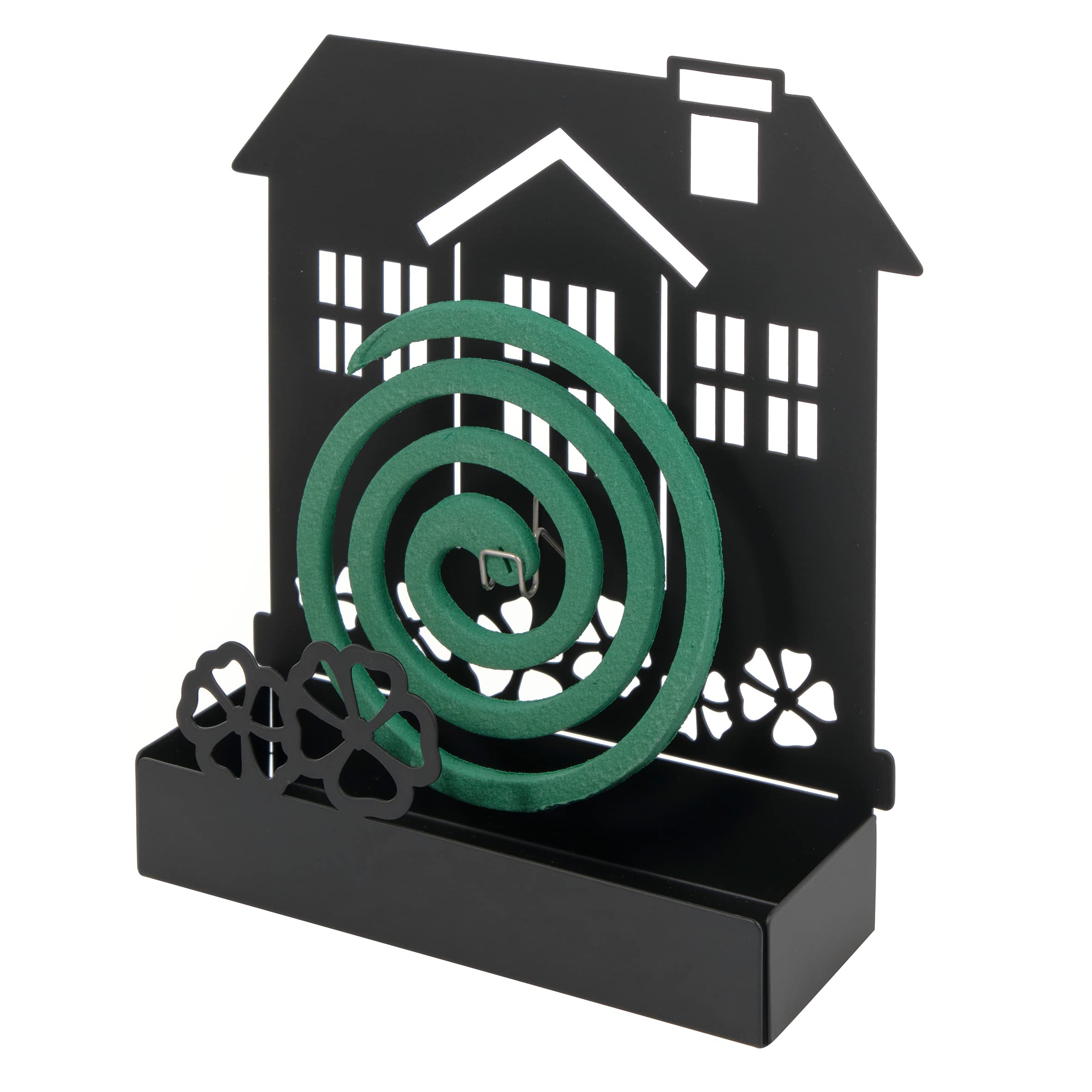 Baroni Home Anti-mosquito spiral holder made of metal, smoking spiral holder for indoor and outdoor use, holder for mosquito repellent, 17 x 5 x 18 cm, black house