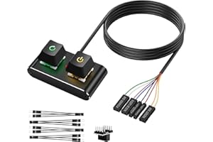 SinLoon External Power Switch PC/ATX with RGB LED & HDD Activity Indicator – 2M/6.5FT Switch Cable with On/Off/Reset Buttons 