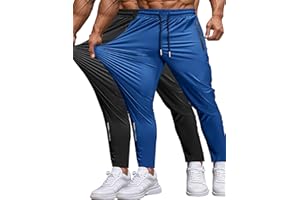 Hidkat Men's Sweatpants Lightweight Active Pants Quick Dry for Running 、Jogging 、Yoga、Golf with Zipper Pockets