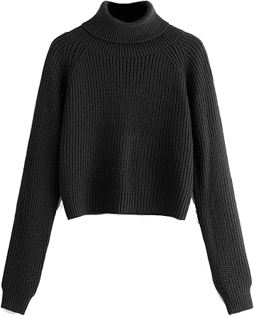 black roll neck crop jumper