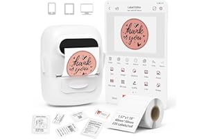 MARKLIFE Label Maker Machine with Tape Barcode Label Printer - Mini Portable Bluetooth Thermal Labeler for Address Clothing Jewelry Retail Barcode Small Business Home Office (White(+1 Label))