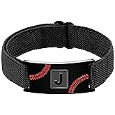 HSWYFCJY Baseball Initial A-Z Bracelet for Boys Men, Stainless Steel Personalized Baseball Gift for Men, Adjustable band Letter Bracelets Valentines Day Birthday Graduation Jewelry Gifts for Him