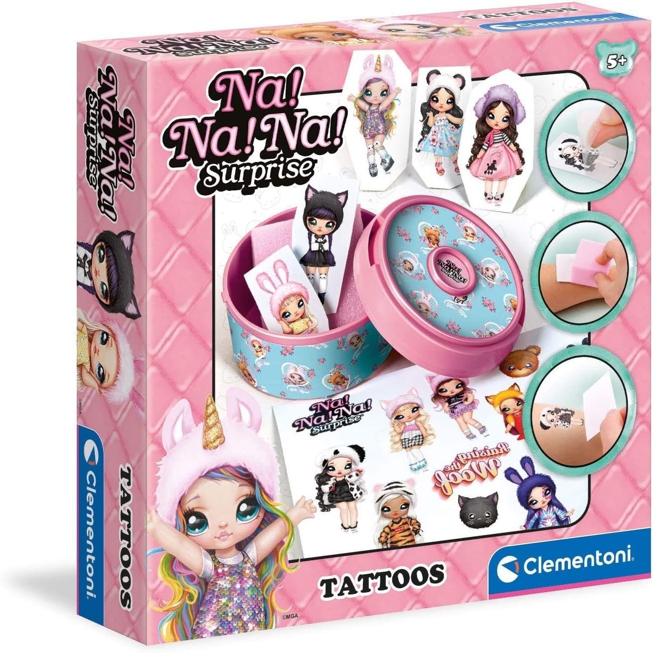 Clementoni - 18658 - Na Na Na Surprise! - Tattoo - tattoo kit, tattoo lab, waterproof temporary tattoos for kids, tattoo studio - kids' craft kits girls 7 years old