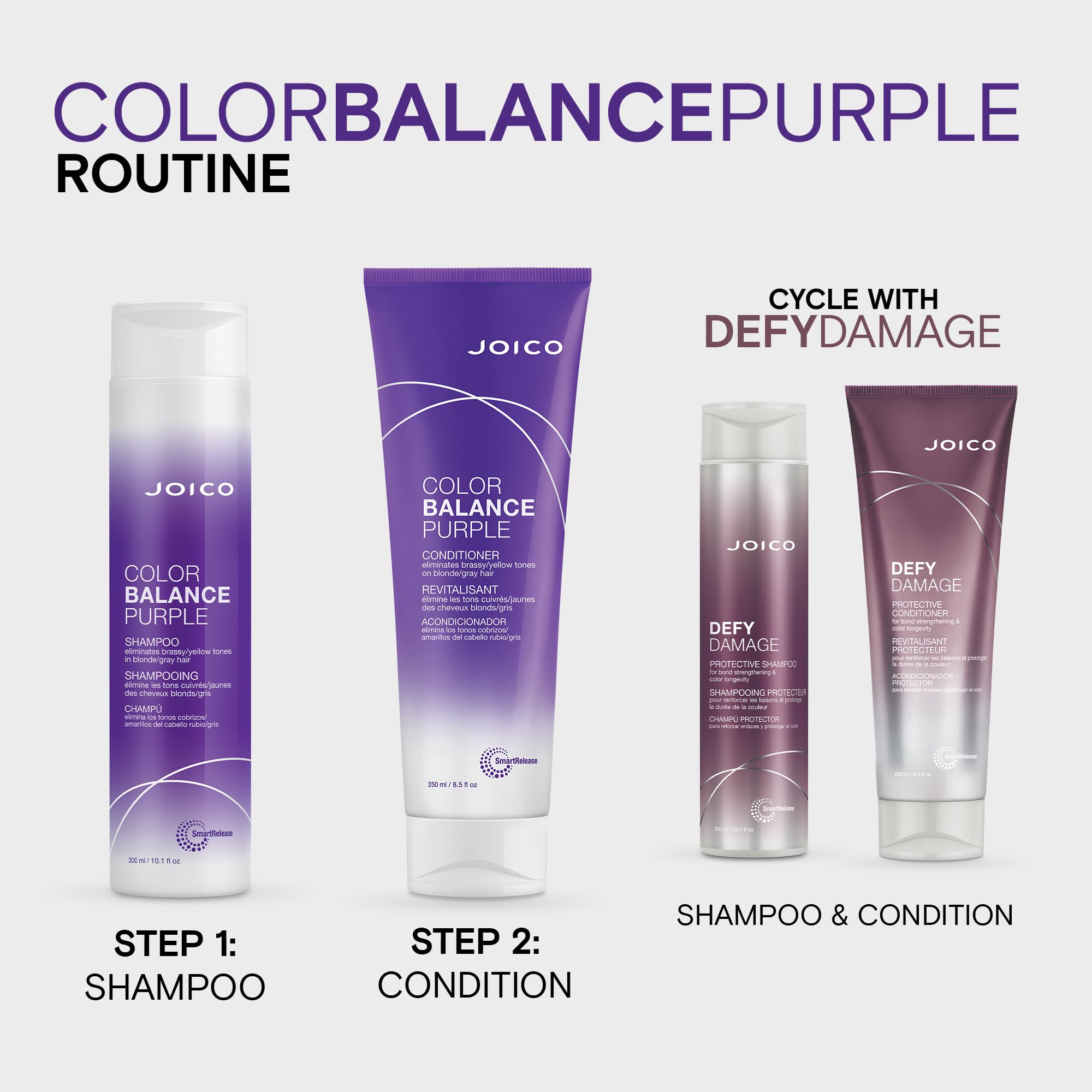 Joico Color Balance Purple Shampoo | For Cool Blonde or Gray Hair | Eliminate Brassy Yellow Tones | Boost Color Vibrancy & Shine | UV Protection | With Rosehip Oil & Green Tea Extract