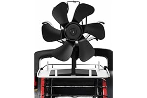 TITECK Wood Stove Fan Heat Powered: Fireplace Fan with Bracket Tray Fixed on Propane Heater - 6 Blades Thermal Fan for Log/Electric Wood Stove Burner Hot Tent Camping/Picnics/Indoor Use