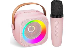 Amazmic Toys for Girls Karaoke Machine for Kids, Birthday Gifts for Girl Age 3 4 5 6 7 8 9 10+ Year Old Boy, Portable Speaker for Kid Mini Karaoke Microphone Gift for Home Class Party- Pinkcolor 1Mic
