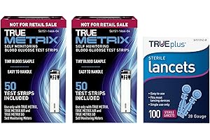 TRUE Metrix Blood Glucose Test Strips(100 Count) with 100 TRUEplus Sterile Lancets 28 Gauge