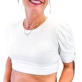 Puff Sleeve Crop Layering Tee | Stretchy Stylish Fit for Women & Teens | Everyday Wear | XS-6X | HALFTEE