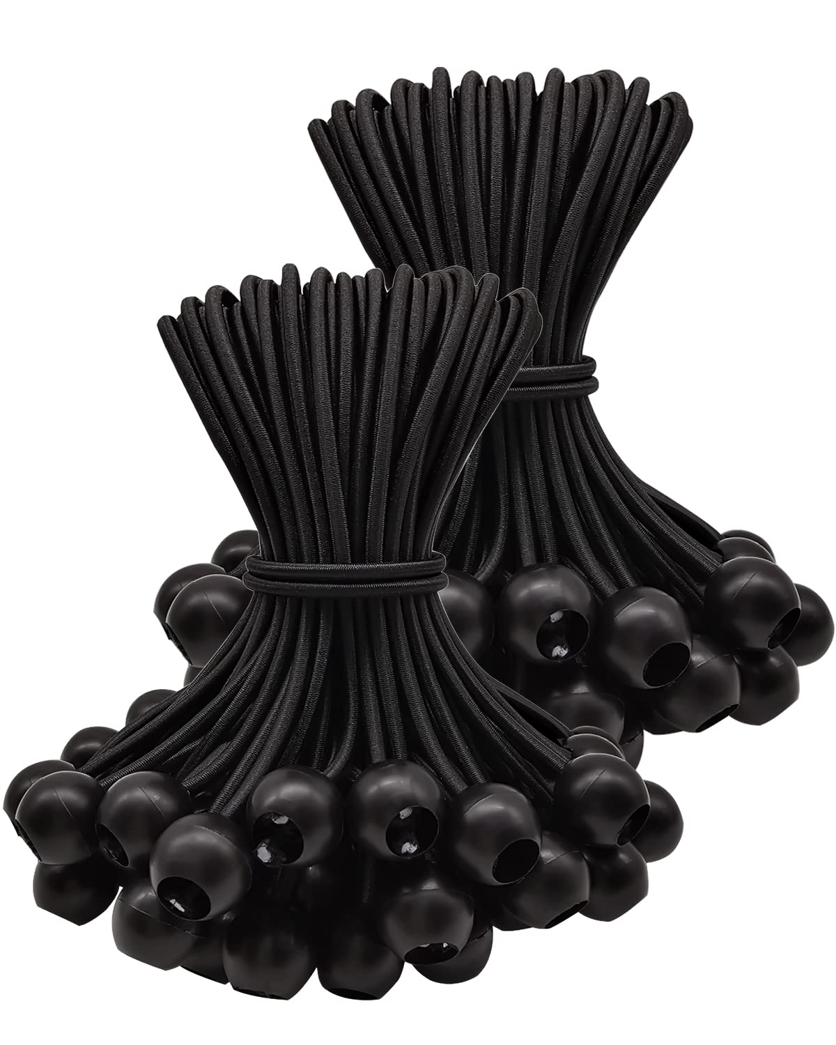 WMZOBH Bungee Cord with Balls 100 Piece, Tarpaulin Bungee Cords 6 Inch, Elastic Bungee Straps Short, Bungee Balls Small, Heavy Duty, Tie-Down, Adjustable Flag Bungees (Black)