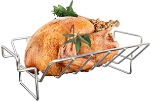 Dallden Turkey Roasting Rack for Smoker and Grill,BBQ Stainless Steel Rib Rack for Grilling and Smoking,Dual Purpose Roast Rack for Large and XLarge Big Green Egg,Kamado Joe,Big Joe Etc