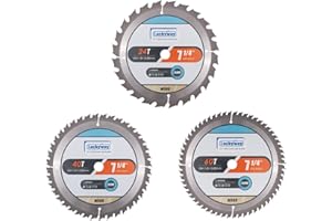 Luckyway 3-Pack 7-1/4 Inch 24T Framing & 40T Crosscutting & 60T Finish with 5/8 Inch Arbor TCT Circular Saw Blade for Cutting Wood