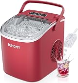 EUHOMY Countertop Ice Maker 9 Cubes in 6 Mins 2 Size Ice Red 12kg/24h