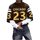 WDIRARA Men's Number Graphic Sweatshirt Long Sleeve 2 in 1 Pullover Tops Streetwear