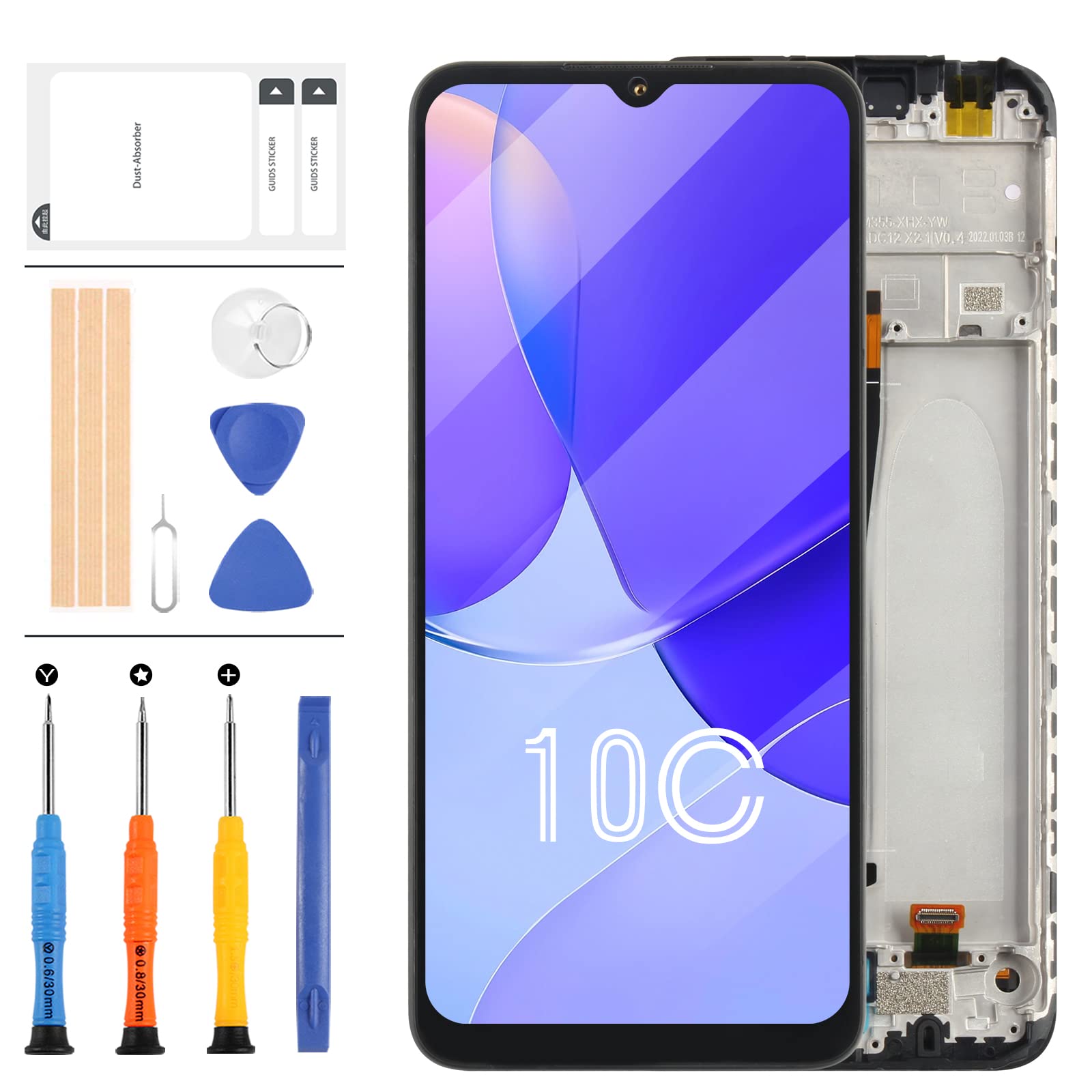 LADYSON for Xiaomi Redmi 10C LCD Screen for Xiaomi Redmi 10C Screen Replacement 220333QAG 220333QBI 220333QNY 220333QL LCD Display Touch Digitizer Assembly 6.71" Kit (Black with Frame)