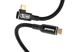 Short USB C Cable,0.5m/1.65ft, 90 Degree Right Angle,80Gbps USB 5.0 Cable, 240W PD3.1 Fast Charging Cable, Single 16K/Dual 8K