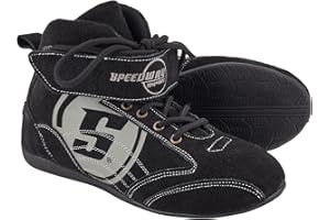 Speedway Motors Viper Mid-Top SFI 3.3/5 Racing Shoes, Size 9.5: Leather & FRC, Soft Compound Performance Sole, Reinforced Eyelets, Double Stitched, Hook-and-Loop Closure, Black with Gray Logo